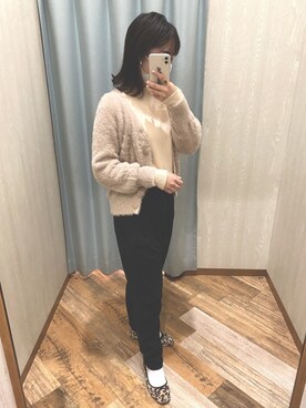 「ZARA（ザラ）のアイテム（ニット/セーター、ホワイト系）」を使った、てぃ。さん（レディース・158cm）の冬コーディネート