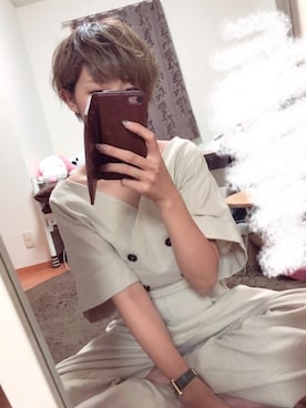 「アイテム（つなぎ/オールインワン、ベージュ系）」を使った、k.kさん（レディース・155cm）の秋コーディネート
