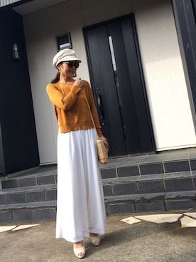 「おおぶりピアス」｜「アイテム（ファッション雑貨）」を使った、あっきーなさん（レディース・156cm）の春コーディネート