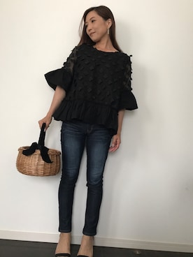 「シースルー」｜「アイテム（ラッピングキット）」を使った、あっきーなさん（レディース・156cm）の春コーディネート