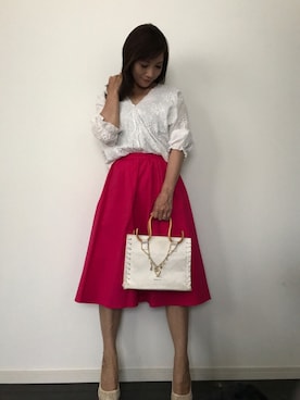 「スカラップ」｜「アイテム（ラッピングキット）」を使った、あっきーなさん（レディース・156cm）の夏コーディネート