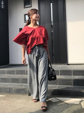 「グレンチェック」｜「アイテム（ラッピングキット）」を使った、あっきーなさん（レディース・156cm）の夏コーディネート