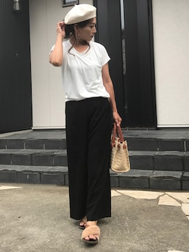 「白トップス」｜「アイテム（その他）」を使った、あっきーなさん（レディース・156cm）の夏コーディネート