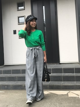「グレンチェック」｜「アイテム（ラッピングキット）」を使った、あっきーなさん（レディース・156cm）の秋コーディネート
