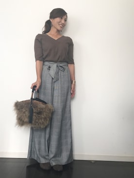 「資生堂インテグレートプレゼンツ 秋服×「#コク色シャドウ」でいい女になろうキャンペーン（シセイドウインテグレート）のアイテム」を使った、あっきーなさん（レディース・156cm）の秋コーディネート
