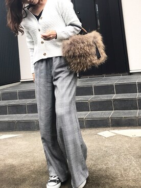「グレンチェック」｜「アイテム（ラッピングキット）」を使った、あっきーなさん（レディース・156cm）の秋コーディネート