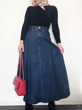 「足長効果」｜「アイテム（その他）」を使った、あっきーなさん（レディース・156cm）の冬コーディネート