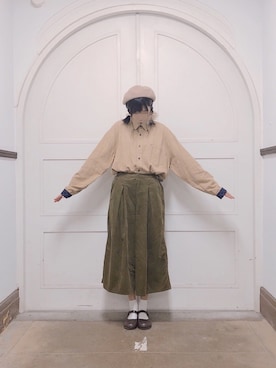 「TOMMY HILFIGER」｜「アイテム（ハンチング/ベレー帽）」を使った、なみさん（レディース・168cm）の秋コーディネート