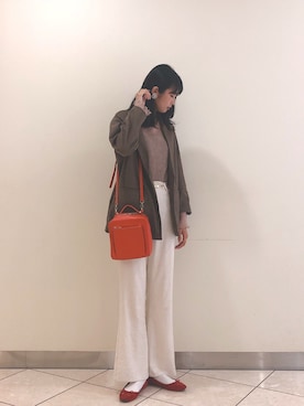 「Samansa Mos2 blue」｜「アイテム（スラックス）」を使った、なみさん（レディース・168cm）の秋コーディネート