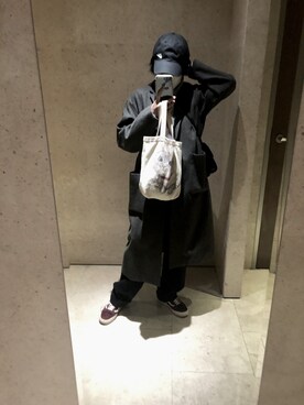 「HYKE」｜「アイテム（チェスターコート）」を使った、yanさん（レディース・162cm）の冬コーディネート