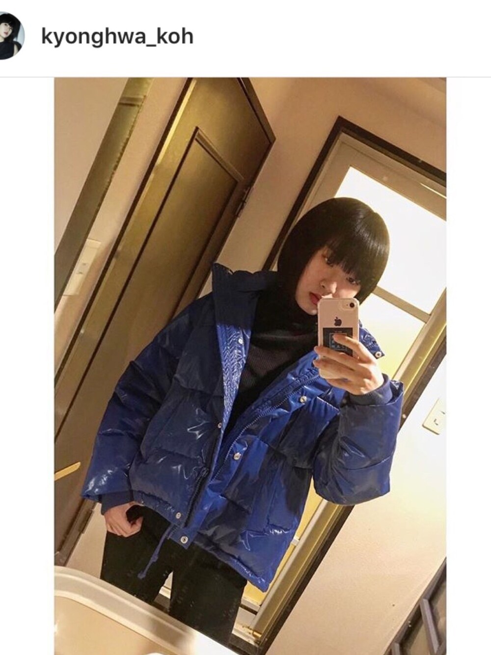 「ZARA、ダウンジャケット、ブルー、ハイネック、タートルネック」｜「ZARAのアイテム（ダウンジャケット/コート、ブルー系）」を使った、KAOさん（レディース・171cm）の冬コーディネートの1枚目の写真