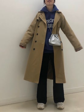 「DHOLIC（ディーホリック）のアイテム（トレンチコート）」を使った、nodokaさん（レディース・159cm）の春コーディネート