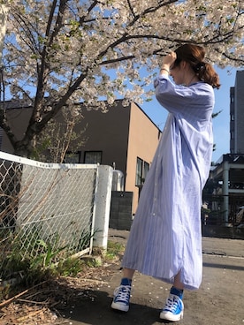 「TICCA（ティッカ）のアイテム（シャツワンピース）」を使った、nodokaさん（レディース・159cm）の春コーディネート