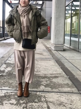 「fifth（フィフス）の中綿ショートダウンコート（ダウンジャケット/コート）」を使った、nodokaさん（レディース・159cm）の冬コーディネート
