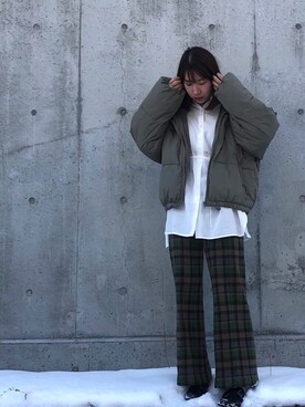 「fifth（フィフス）の中綿ショートダウンコート（ダウンジャケット/コート）」を使った、nodokaさん（レディース・159cm）の冬コーディネート