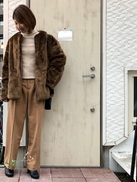 「UNIQLO（ユニクロ）のエクストラファインメリノリブタートルネックセーター（長袖）（ニット/セーター）」を使った、nodokaさん（レディース・159cm）の秋コーディネート