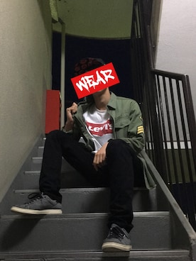 「WEGO（ウィゴー）のアイテム（ミリタリージャケット）」を使った、JUNTAさん（メンズ・175cm）の春コーディネート