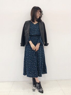 「ライダースコーデ」｜「アイテム（ワンピース/ドレス）」を使った、えすさん（レディース・152cm）の秋コーディネート