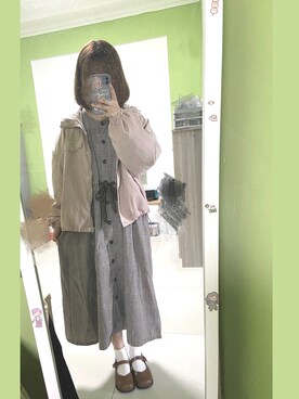 「OLIVE des OLIVE（オリーブデオリーブ）のアイテム（ワンピース/ドレス、ブラウン系）」を使った、nekoさん（レディース・162cm）の秋コーディネート