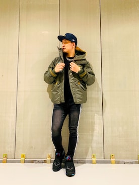 「ストリートカジュアル」｜「アイテム（ミリタリージャケット）」を使った、Ｋ長袖愛好会さん（メンズ・170cm）の秋コーディネート