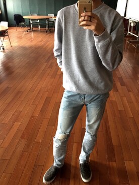 「アイテム（スリッポン、その他）」を使った、盧承佳さん（メンズ・179cm）の秋コーディネート