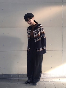 「ゆるニット」｜「アイテム（オールインワン・サロペット）」を使った、コタニさん（レディース・158cm）の秋コーディネート
