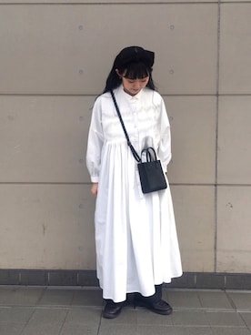 「TSUHARU by Samansa Mos2（ツハルバイサマンサモスモス）のアイテム（シャツワンピース）」を使った、コタニさん（レディース・158cm）の春コーディネート