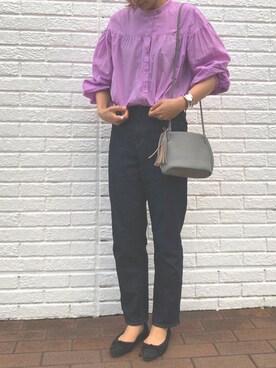 「UNIQLO（ユニクロ）のアイテム（デニムパンツ、ブルー系）」を使った、maaiiさん（レディース・164cm）の夏コーディネート
