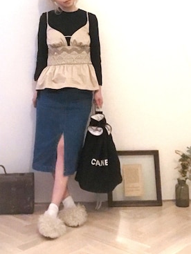 「アイテム（キャミソール、ベージュ系）」を使った、emi さん（レディース・149cm）の春コーディネート