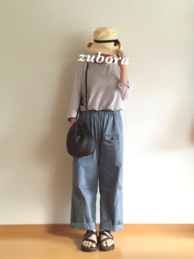 「mature ha.（マチュア）の【mature ha.(マチュアーハ)】Boxed Hat 11cm Brim（ハット）」を使った、cazcoさん（レディース・157cm）の夏コーディネート