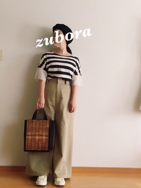 「Right-on（ライトオン）のアイテム（ハンチング/ベレー帽）」を使った、cazcoさん（レディース・157cm）の夏コーディネート