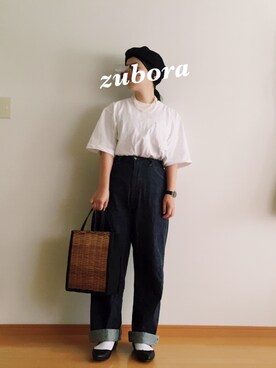「Right-on（ライトオン）のアイテム（ハンチング/ベレー帽）」を使った、cazcoさん（レディース・157cm）の夏コーディネート