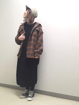 「ビッグシャツ」｜「アイテム（ワンピース/ドレス）」を使った、maikoさん（レディース・157cm）の冬コーディネート