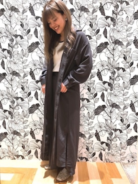 「Green　Parks（グリーンパークス）のとろみ両ポケットワンピース＊●（ワンピース、ブラック系）」を使った、maikoさん（レディース・157cm）の春コーディネート