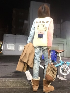 「カウチン」｜「アイテム（チェスターコート）」を使った、うーたんさん（レディース・156cm）の冬コーディネート