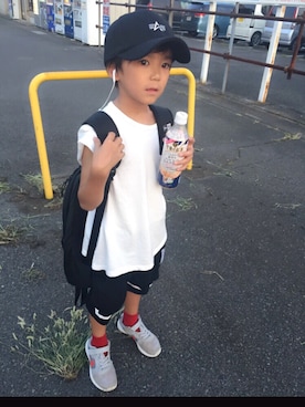 「※ALPHA（アルファ）のアイテム（キャップ）」を使った、ruuuuuさん（キッズ・121cm）の秋コーディネート