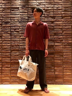 「JIB（ジブ）のアイテム（バッグ）」を使った、YUTAさん（メンズ・180cm）の春コーディネート