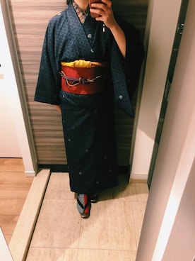 「ふりふ」｜「アイテム（浴衣）」を使った、もふもふさん（レディース・163cm）の冬コーディネート