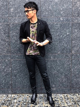 「Saint Laurent（サンローラン）のアイテム（トップス）」を使った、Kou Tanaka さん（メンズ・173cm）の秋コーディネート