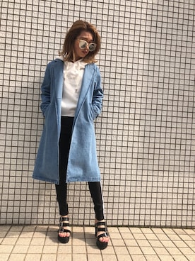 「刺繍」｜「アイテム（トレンチコート）」を使った、ENVYM_RIKAさん（レディース・161cm）の冬コーディネート