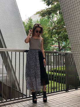 「アイテム（キャミソール、グレー系）」を使った、ENVYM_RIKAさん（レディース・161cm）の夏コーディネート
