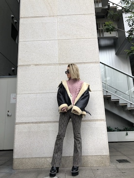 「パイソン柄」｜ENVYM_RIKAさん（レディース・161cm）の冬コーディネート