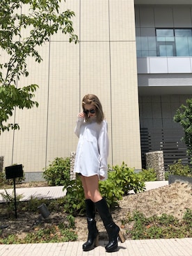 「ENVYM（アンビー）のアシメタックルーズＳＨ（シャツ/ブラウス）」を使った、ENVYM_RIKAさん（レディース・161cm）の夏コーディネート