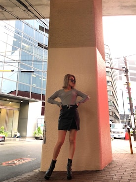 「ENVYM（アンビー）のスウィッチングステッチブーツ（ブーツ）」を使った、ENVYM_RIKAさん（レディース・161cm）の秋コーディネート