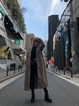 「外国人風」｜「アイテム（ジャケット/アウター）」を使った、ENVYM_RIKAさん（レディース・161cm）の冬コーディネート