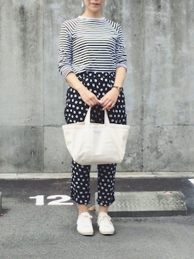 「R&D.M.Co OLDMAN’S TAILOR（オールドマンズテイラー）のアイテム（パンツ）」を使った、iisaさん（レディース・155cm）の夏コーディネート
