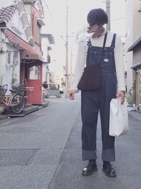 「ピクニック」｜「アイテム（オールインワン・サロペット）」を使った、のむさんさん（メンズ・185cm）の春コーディネート