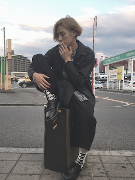 「Dr. Martens（ドクターマーチン）のDr.Martens (ドクターマーチン)/1461 3EYE GIBSON SHOES（その他シューズ）」を使った、のむさんさん（メンズ・185cm）の夏コーディネート