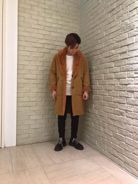 「HYSTERIC GLAMOUR（ヒステリックグラマー）のアイテム（ムートンコート）」を使った、t.さん（メンズ・165cm）の秋コーディネート