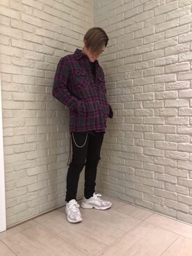 「HYSTERIC GLAMOUR（ヒステリックグラマー）のREVOLUTION SOUNDS刺繍 CPOシャツ（シャツ/ブラウス）」を使った、t.さん（メンズ・165cm）の冬コーディネート